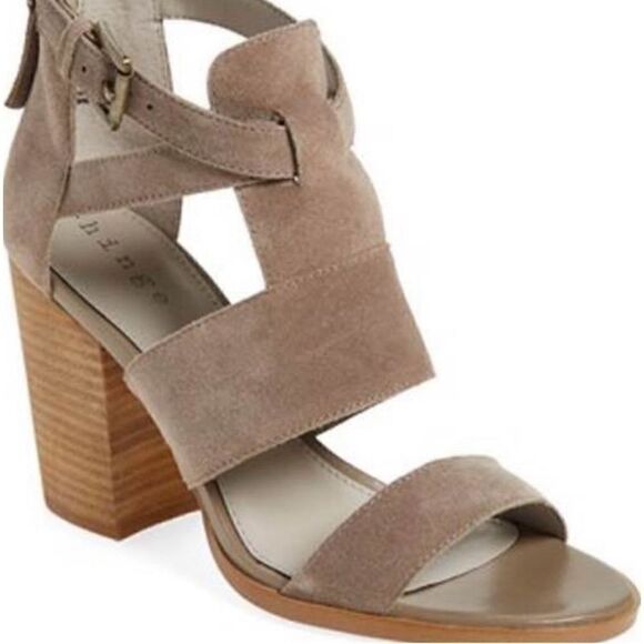 Indigo Nordstrom Sandals Womens Size 5.5 Tan Hinge Cora Block Heel Ankle Strap - Picture 1 of 8